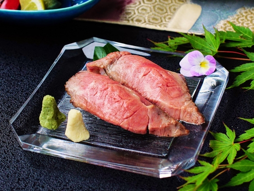 【和牛づくし会席】　陶板ステーキ+握り寿司+鍋で特選和牛を堪能♪